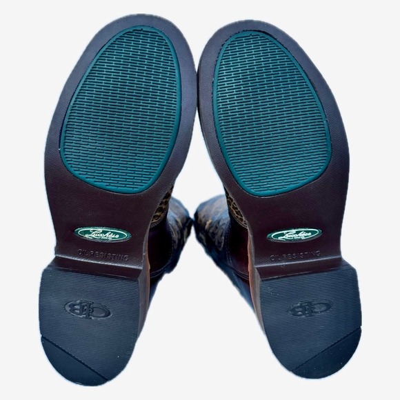 LUCCHESE Leopard Hair On Crepe Sole Brown Western Cowboy Boots - Picture 5 of 7